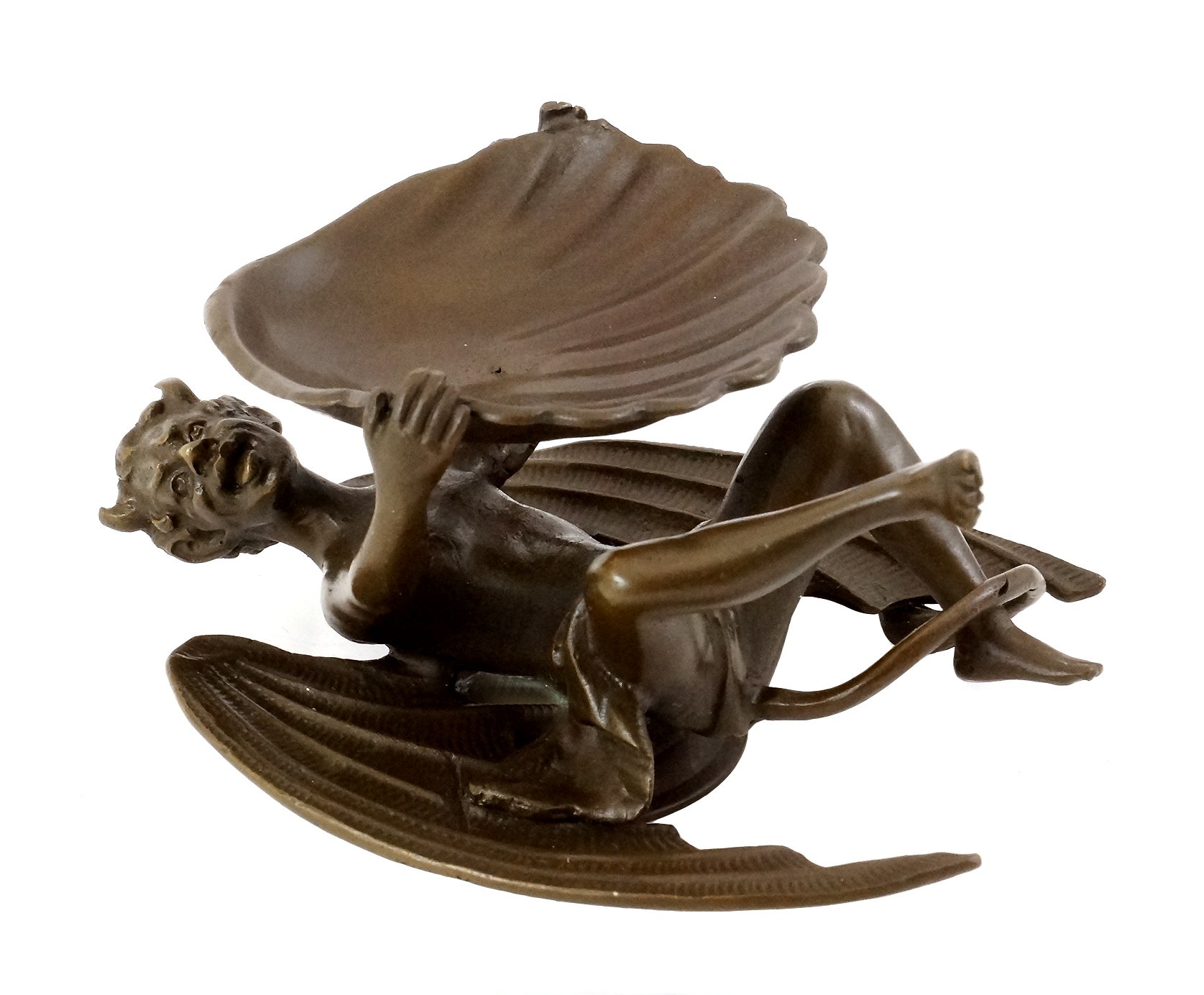 Kunst & Ambiente - Teufel/Faun mit Muschelschale - Wiener Bronzefigur - mit Bergmann-Stempel - Dekorative Statue - Skulpturen online kaufen - Wohndeko - Innen