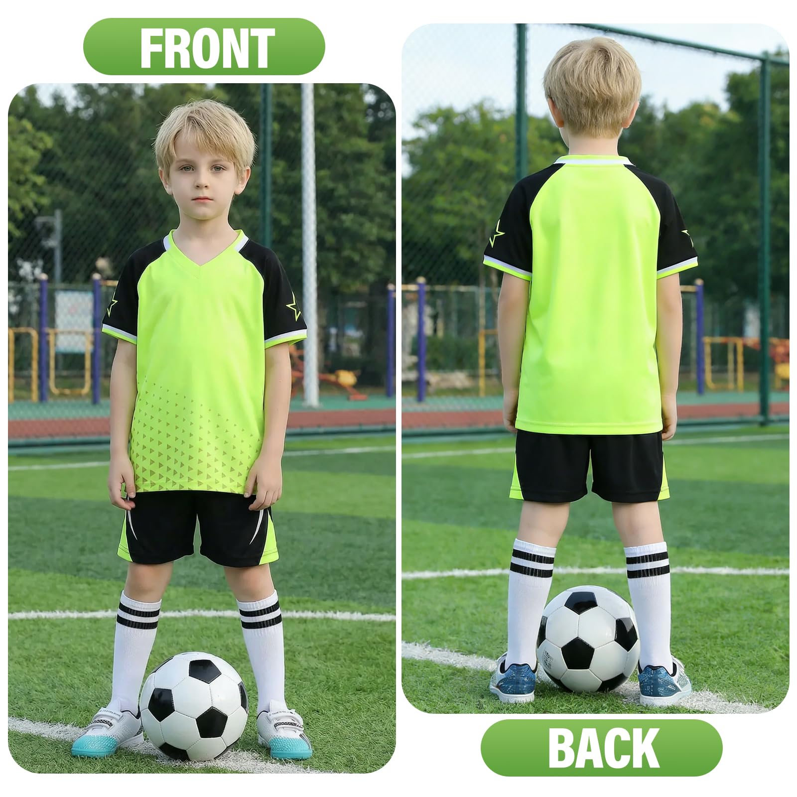 viiotu Completo Calcio Bambino, Maglia e Pantaloncini Corti Traspiranti, Abbigliamento Sportivo Asciugatura Rapida per Allenamento, Tennis, Corsa e Scuola - 4