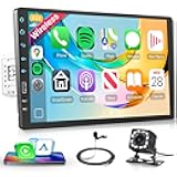 9 Inch Wireless Carplay Single Din Car Stereo,1080P Single Din Touch Screen Radio Support Wireless Android Auto Bluetooth 5.0 Backup Camera FM EQ Mirror Link USB Dual Mic SWC