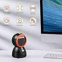 Vista 7 de Escáner de código de barras omnidireccional automático 1D 2D de escritorio, lector de código de barras QR con cable USB manos libres, escáner