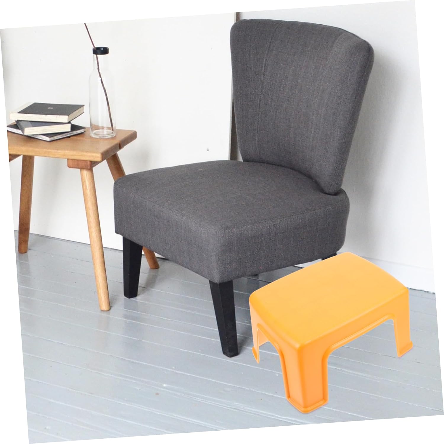 Unomor Creative Orange Plastic Footstool for Skid Lightweight Household Step Stool and Portable Childrens Sitting Stool with Strong Load Bearing for Home and Kindergarten Use