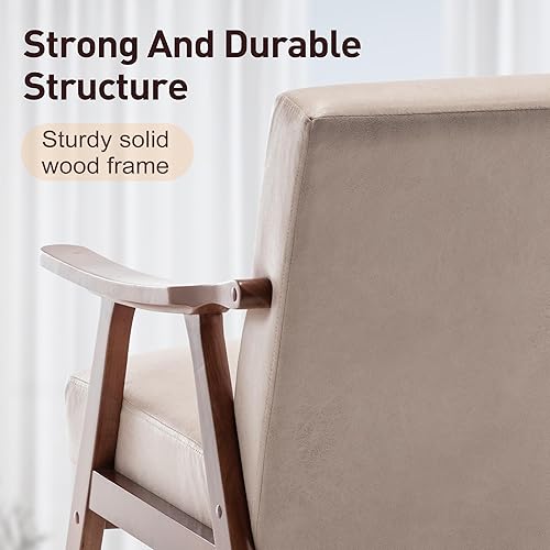 Miniatura 6 de Furnimart Silla decorativa de piel sintética negra con respaldo de ala, silla moderna para sala de estar, cómoda silla de invitados para oficina,