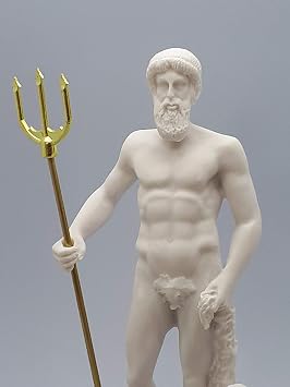 Poseidon Greek Roman God of The Sea Neptune Cast Marble Statue Sculpture 9.65 inches
