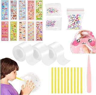Nano Tape Bubbles Kit, 27Pcs Double Sided Nano Tape for Making Bubbles,DIY Nano Bubble Tape with Sequins Glitter Powder Stickers for Blowing Clear Bubble,Creative Water Ball Craft Kits for Kids Adults