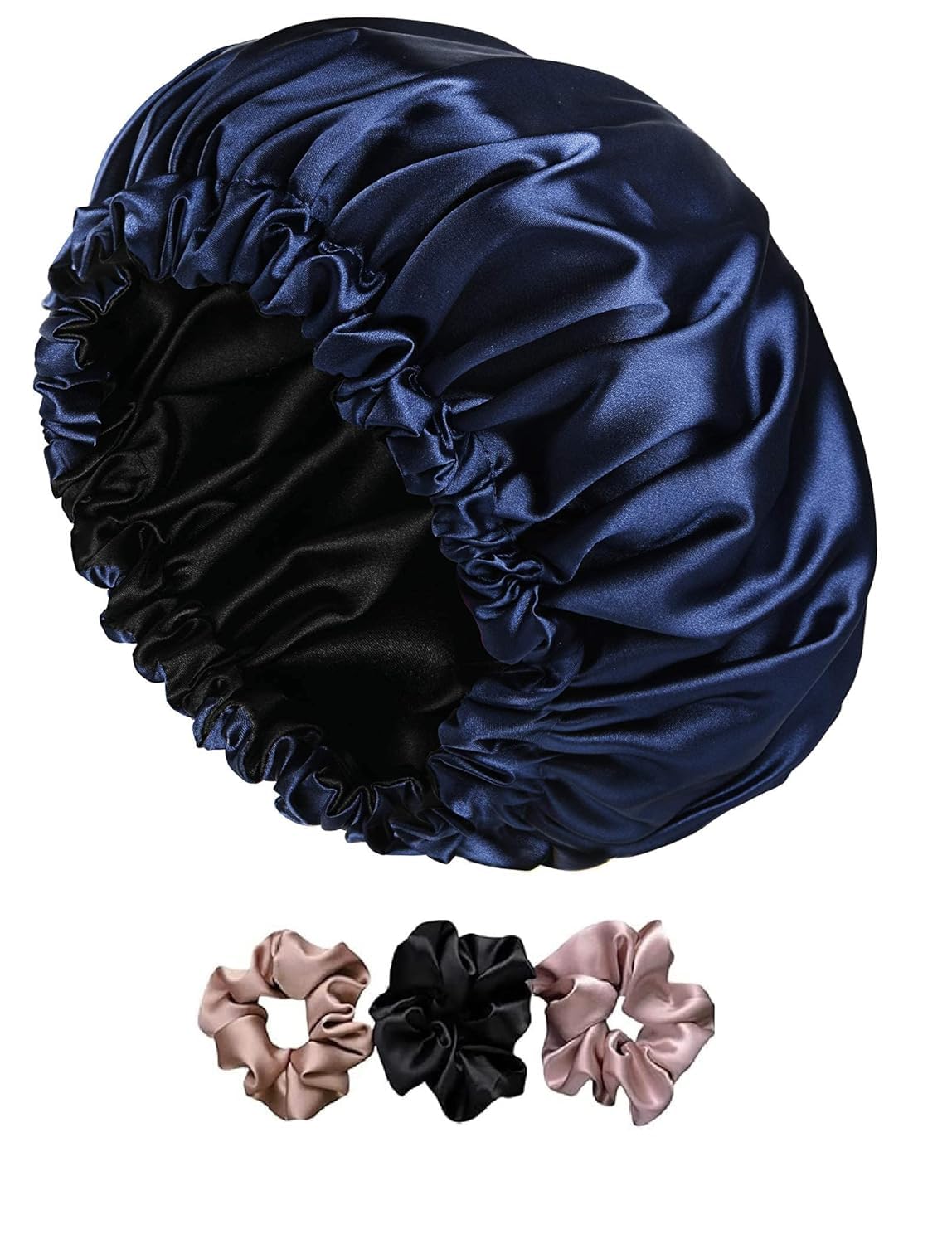 Satin Bonnet Silk Hair Bonnet For Sleeping Satin Bonnet For Hair Bonnets For Women Silk Bonnet For Natural Hair For Shower cap (BLUE)-picture-36