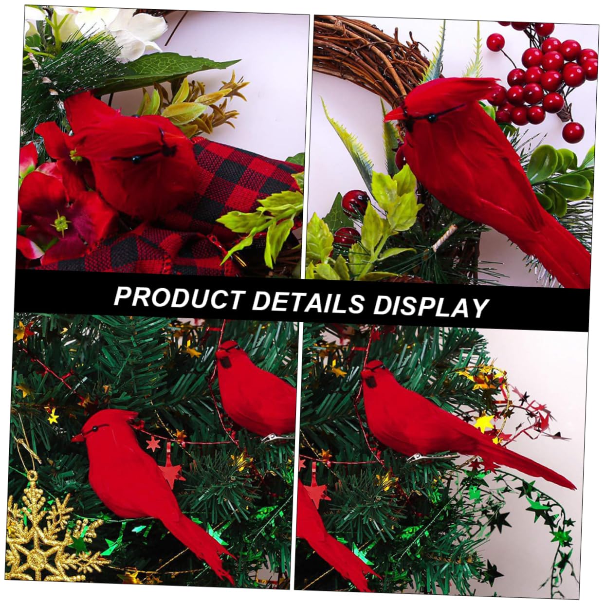 ABOOFAN 36 Pz Di Simulazione Di Natale Uccelli Di Natale Uccelli Dell'albero Di Con Clip Ornamenti Da Appendere All'albero Di i Cardinali Di Piuma Rosso