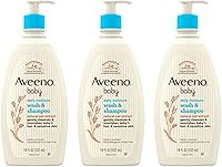 Aveeno Baby Gentle Wash & Shampoo with Natural Oat Extract, Tear-Free Paraben-Free Formula, 18oz 3-Pack for Sensitive Skin
