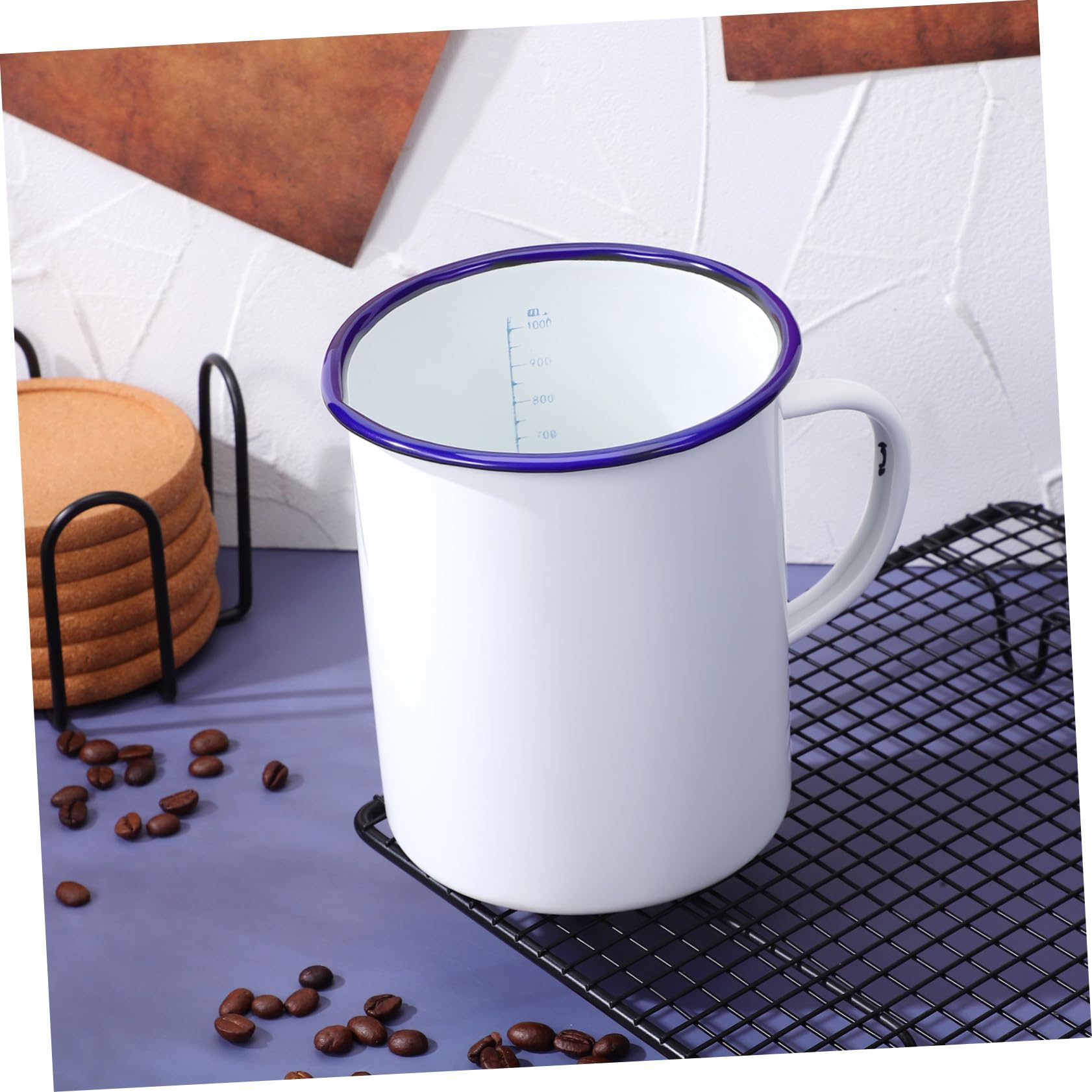 VILLCASE Tazza Smaltata per Casa Resistente e Spessa Mug Vintage per Acqua Calda Caffè e Tè con Base Antiscivolo per Inverno e Campeggio