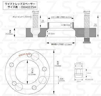 Amazon | Z.S.S. AP 4H→5H 変換スペーサー 4穴 5穴 PCD114.3 厚み25mm