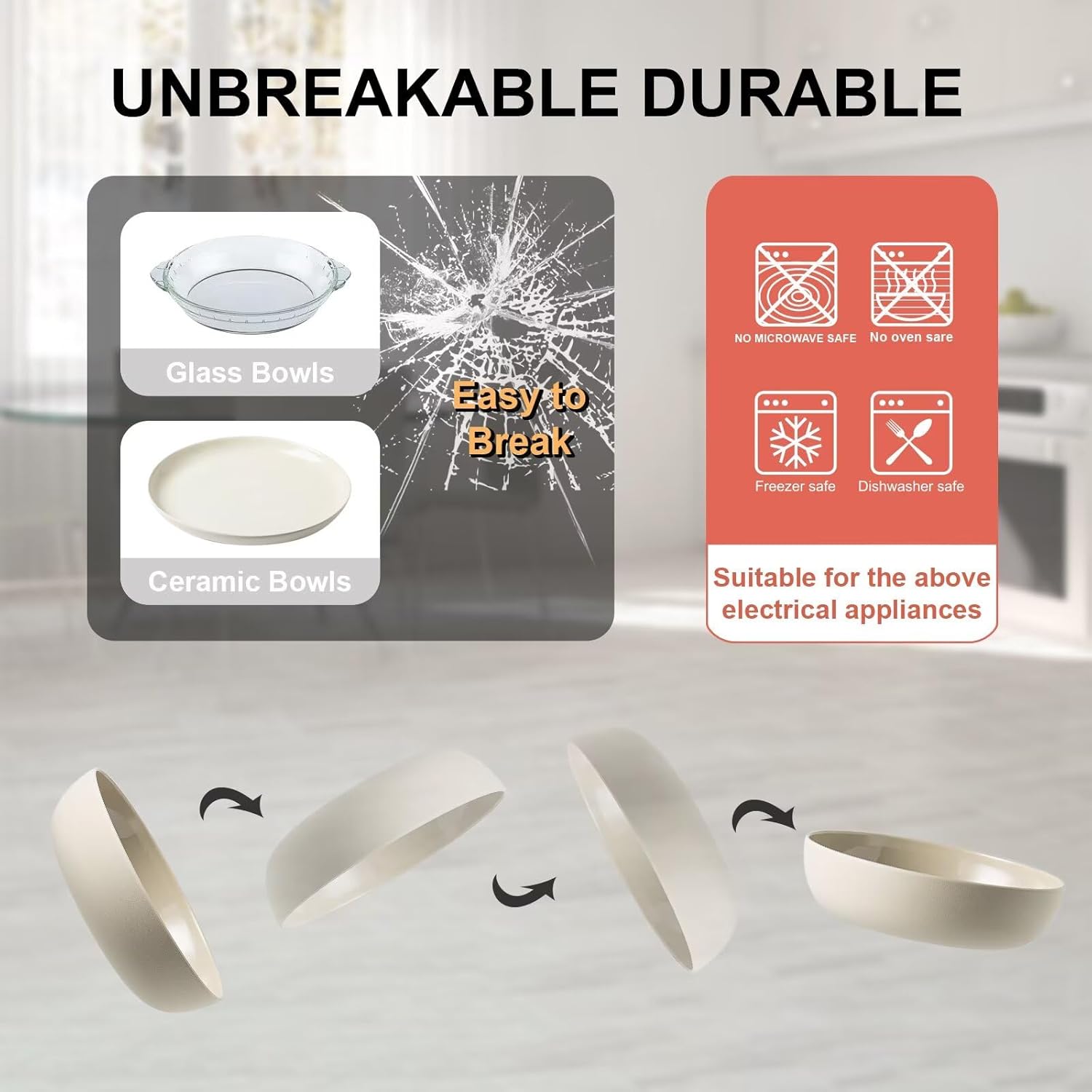 MissYIP Melamine Dinnerware Sets 12pcs, Service for 4, Unbreakable Reusable Kitchen Dinnerware Set, Outdoor Camping Dishes, BAP free, Dishwasher Safe,Not oven-safe or microwavable(CharlestonGray)