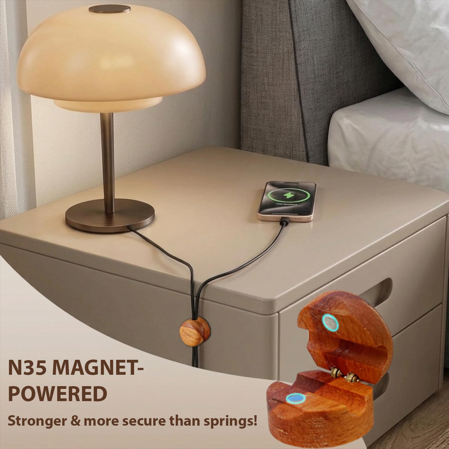 Magnetische Kabel-Clips, Schreibtisch-Kabel-Organizer und Kabelhalter, Dual-Mount N35-Magnet oder 3M-Kleber, Kabelmanagement für Handy-Ladegerät, USB-C und Laptop-Kabel, 8 Stück
