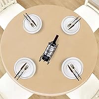 Vista 23 de LUSHVIDA - Mantel ajustable de vinilo para mesa redonda, impermeable y con borde elástico, mantel de plástico