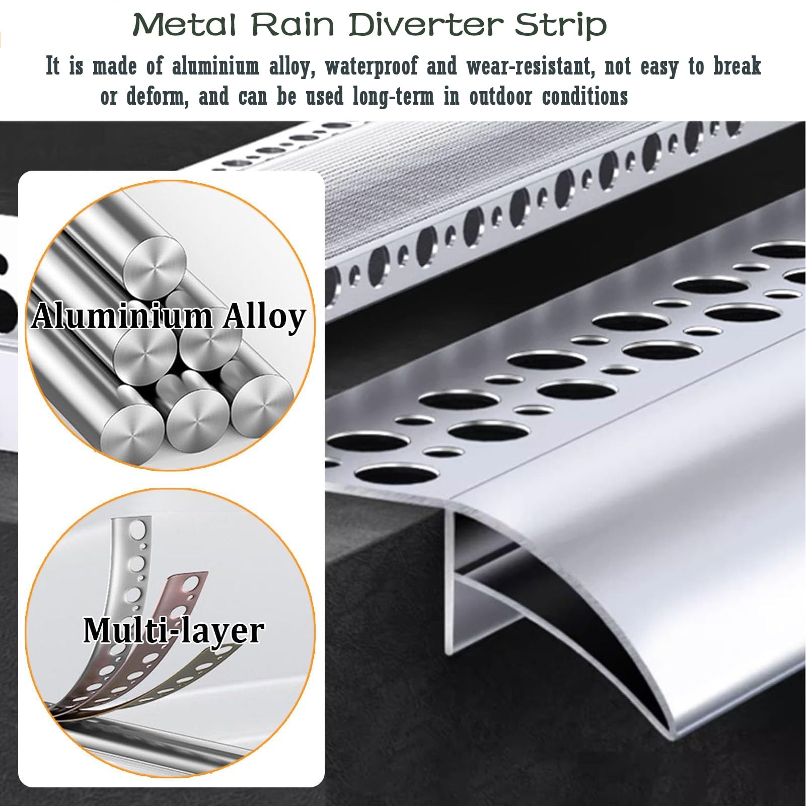 Protector de canalón de aluminio de 180 cm, 3 unidades, para techo, 90 cm x 50 mm, antigoteo para agua de lluvia, fácil instalación