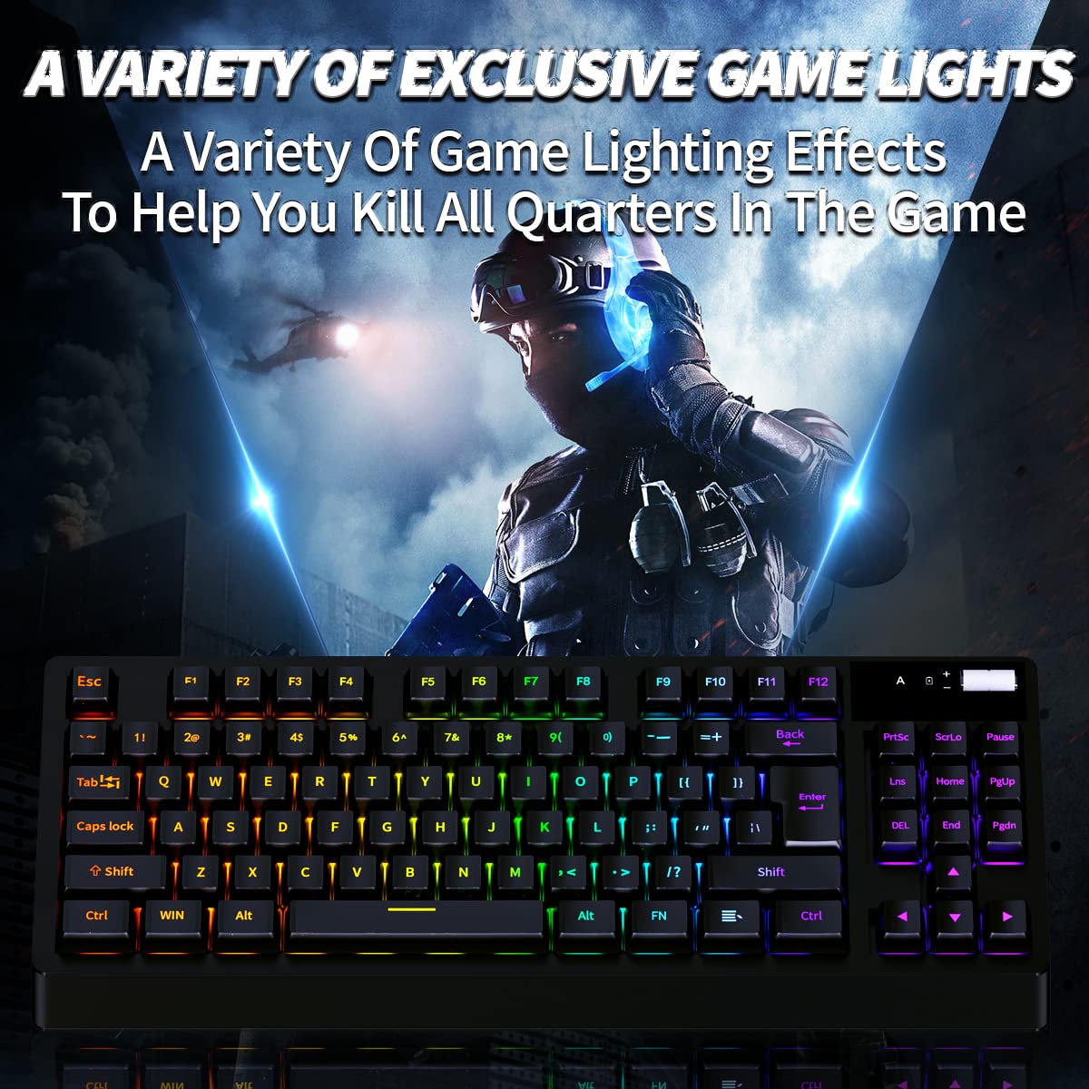 ZJFKSDYX C87 Wireless Gaming Keyboard and Mouse Combo with 87 Key RGB