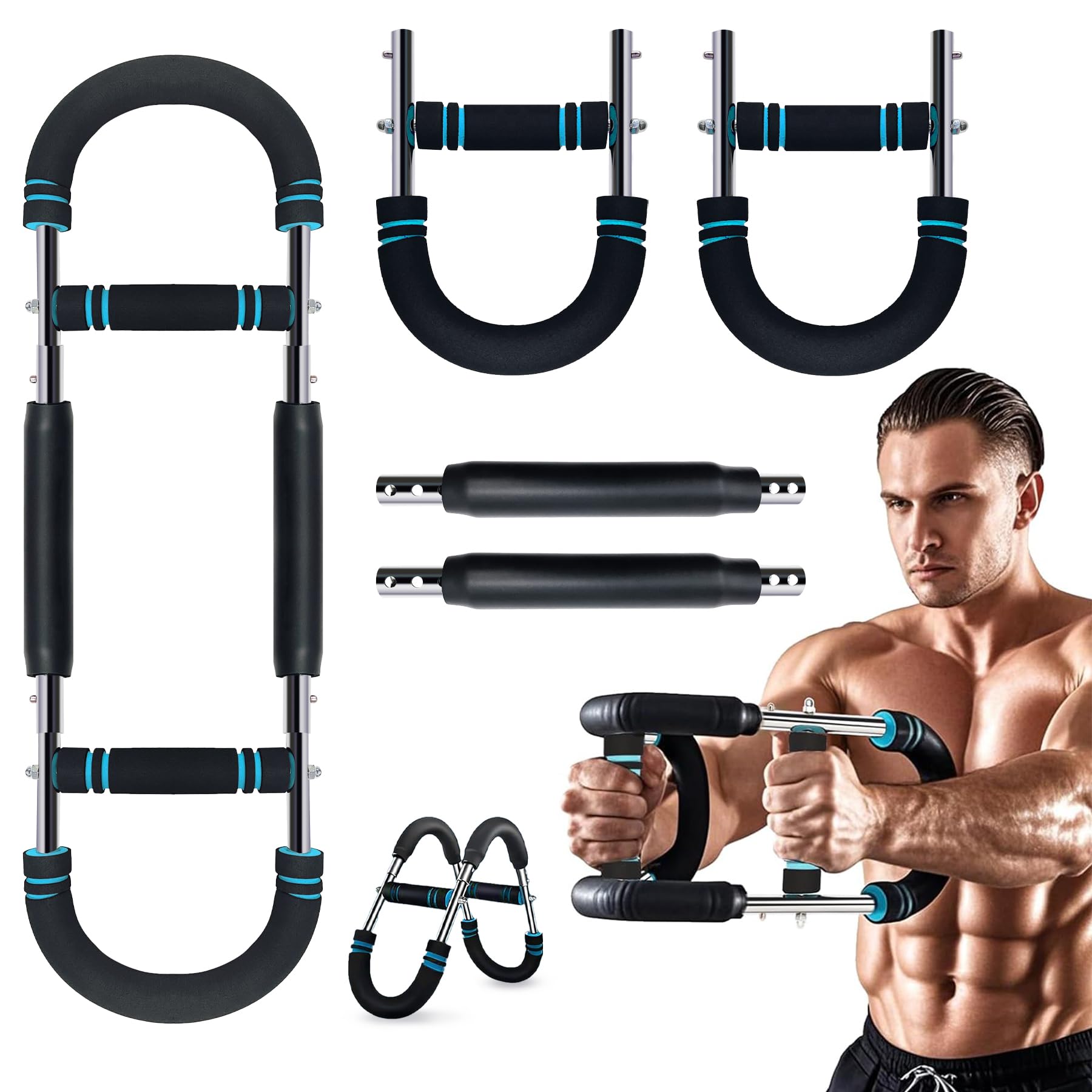 VEEKAY Twister Armtrainer,Attrezzo per Allenamento Del Torace Regolabile Da 30 a 50 Kg,Tricipiti,Spalle,Schiena,Rafforzamento Degli Avambracci,Forza del Braccio Multifunzionale a Forma di U