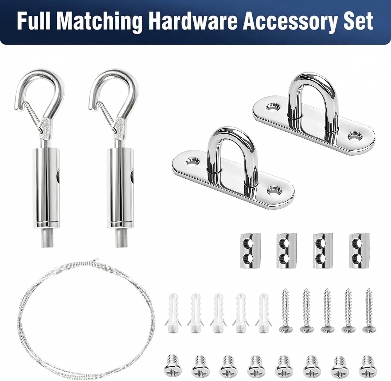 2 Pcs Ceiling Closet Rod Support,Heavy Duty Adjustable Rod Support Bracket for Wardrobes, Closets, and Wooden Shelves,Includes wire rope, Hooks & Mounting Screws