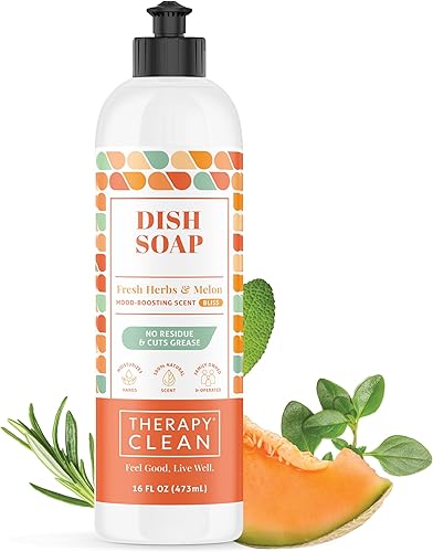 Therapy Clean - Jabón para platos, fragancia 100% natural, líquido para lavar platos a base de plantas (Sal marina y eucalipto (calma y calma), 16