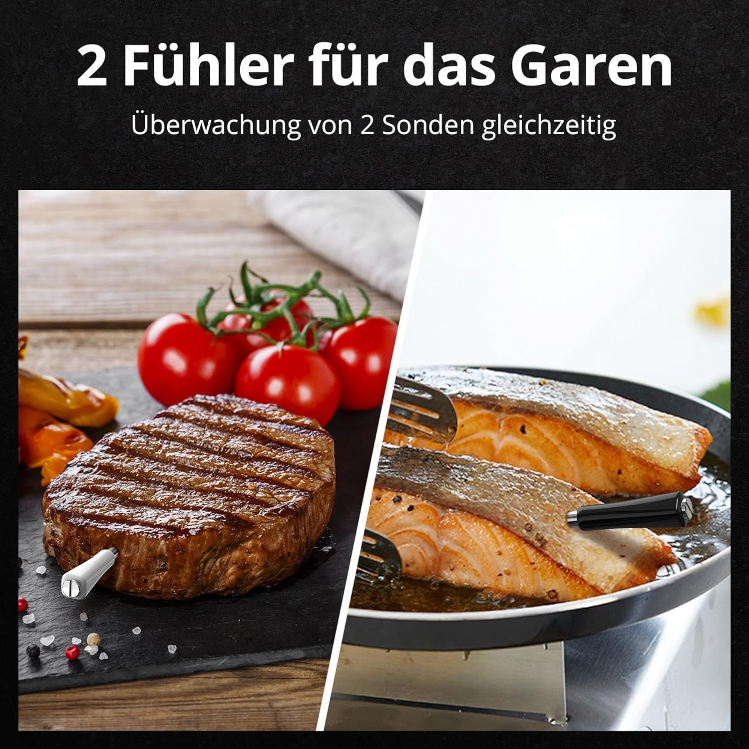 Fleischthermometer Kabelloses mit WLAN 5G und Bluetooth(2 sonden)