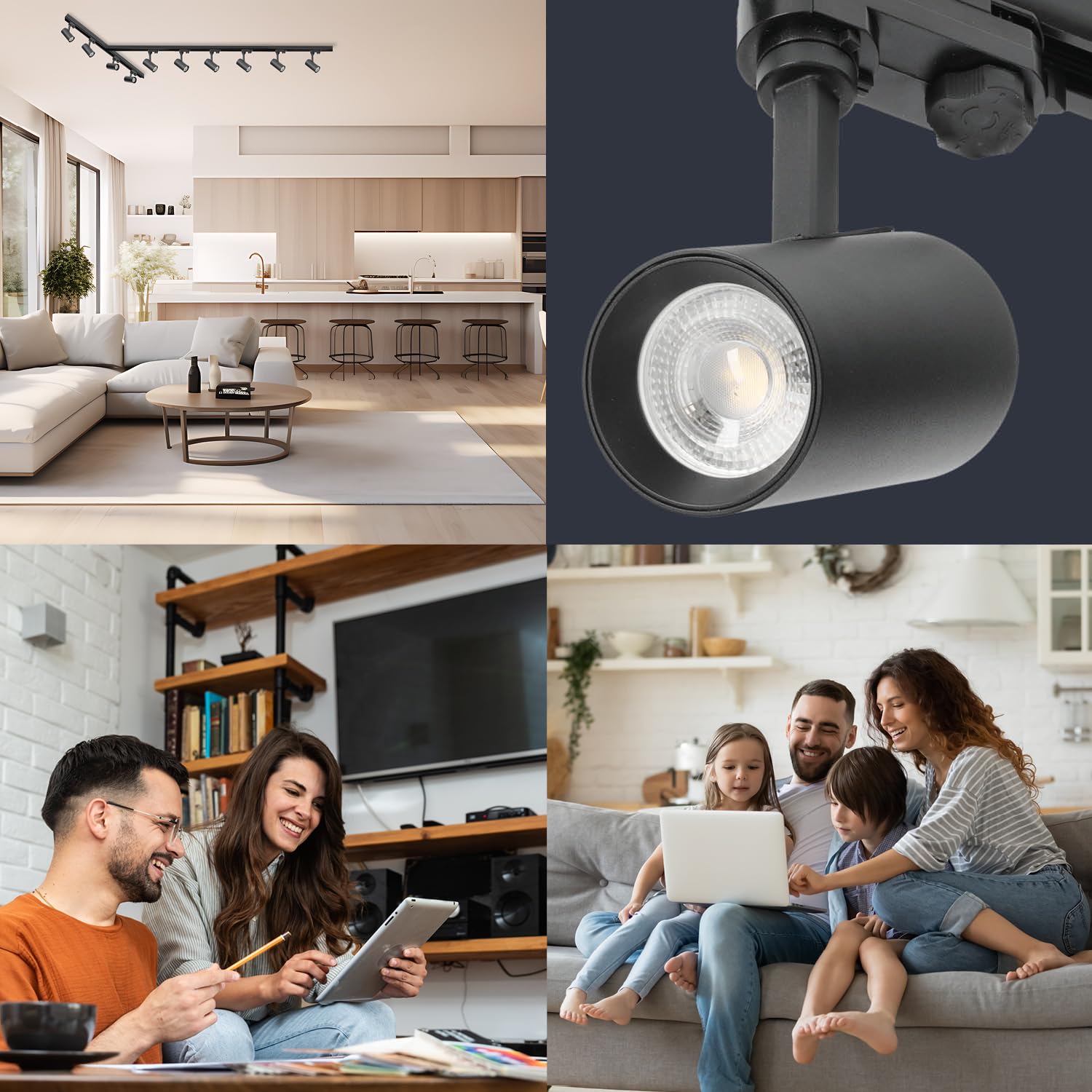 NEXTRACK 3-Phasen-Schienen-Set Komplett-Set GU10 Lampe 2x1m+2m Schiene T-Stecker Schwarz