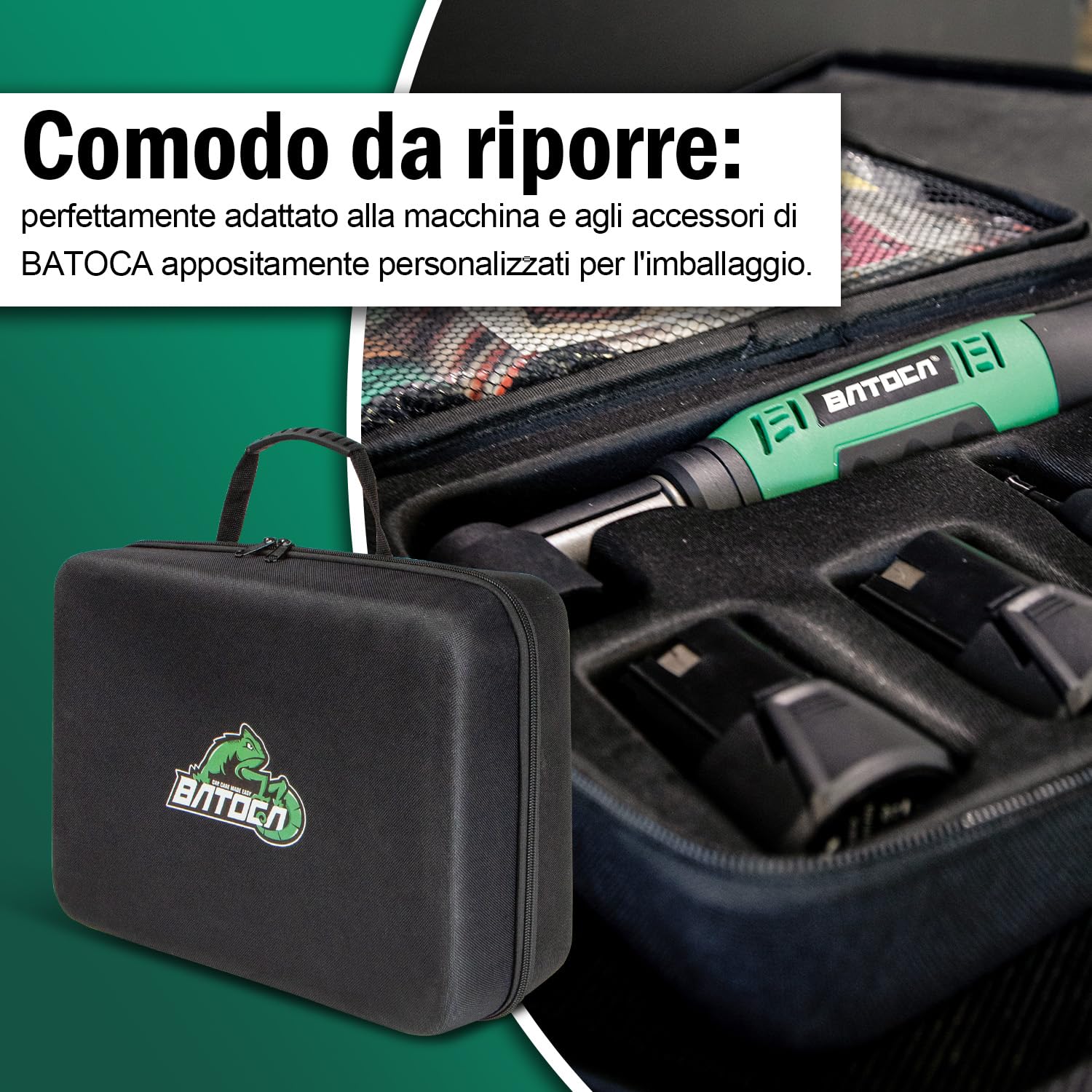BATOCA S6 Mini Lucidatrice Batteria,12V Auto Lucidatrice per Dettagli,25mm/50mm/75mm Set Lucidatura Professionale,Cura della Vernice,Macchina per Lucidare DA&RO,1000-5000RPM&4200-21000RPM,Multiuso