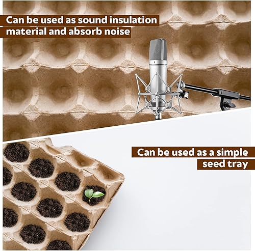 Miniatura 7 de Paquete de 60 cajas de cartón de huevos de 30 celdas a granel, reutilizables, apilables, de fibra de pulpa, bandeja de cartón para mercado agrícola