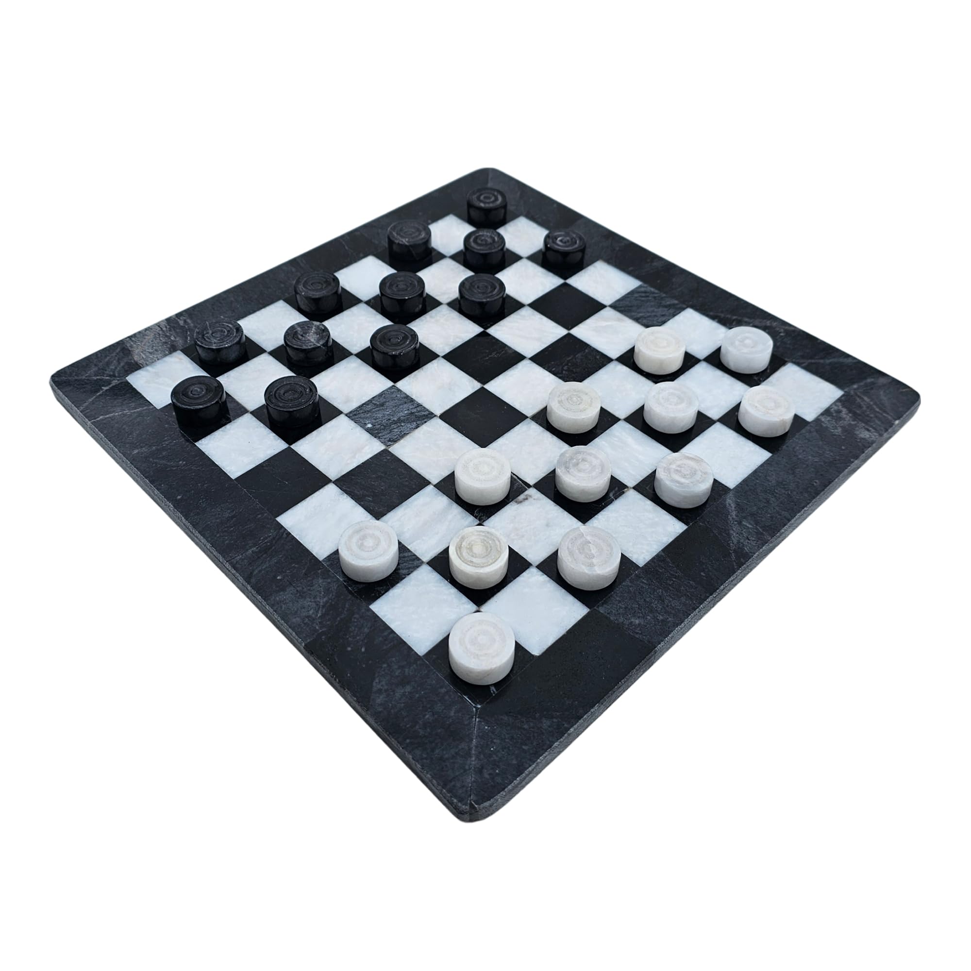 Jeu de 24 pierres pour femme en marbre - 36,5 cm - Avec 24 pierres - Couleur : noir et blanc - Gris - Produit naturel fait à la main - Idée cadeau