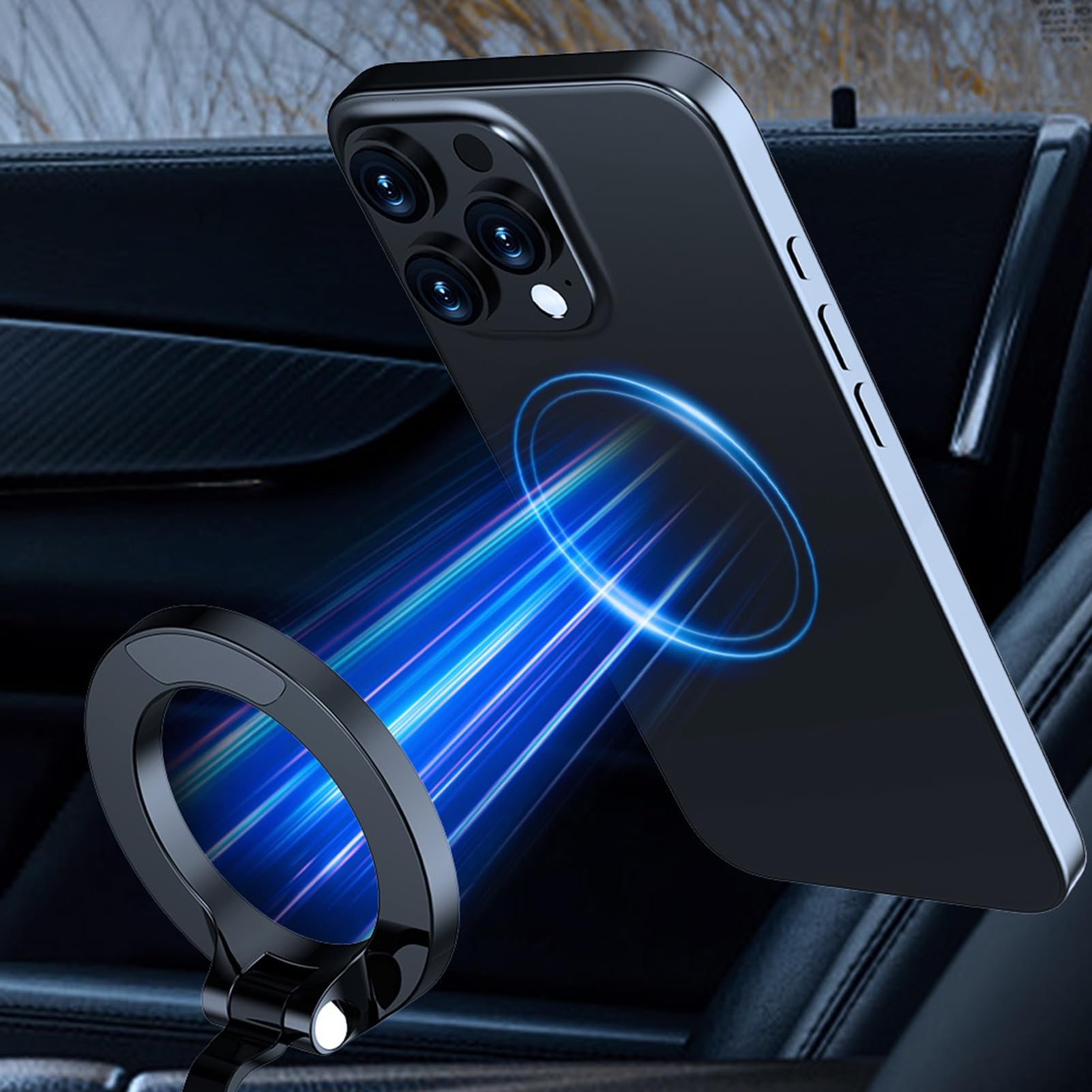 Supporto per telefono da auto, supporto magnetico rotante a 360 gradi, supporto elettrico a ventosa per cruscotto, ripetizione regolabile, supporto per telefono da auto, pieghevole in