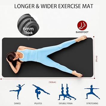 THAILE Large Yoga Mat 183x91/122 CM 6 MM Thick for Home Workout Pilates