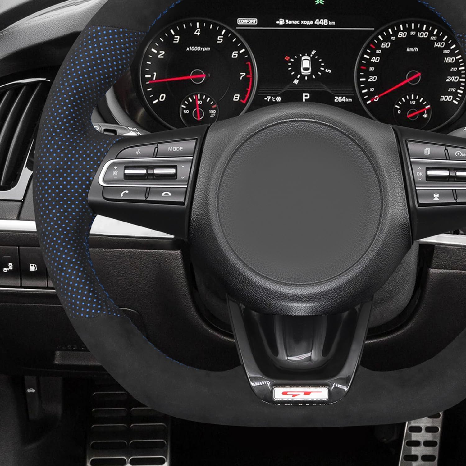 MEWANT IT-ALCAN Steering Wheel Cover for Kia Stinger (GT) 2018-2022 Accessories of Hand Stitch Steering Wheel Wrap