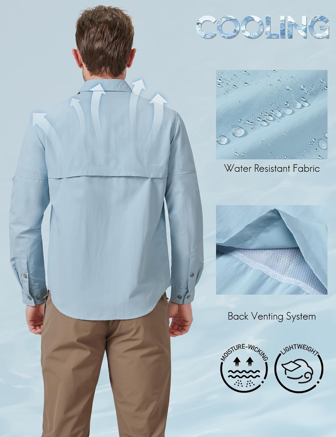 Haimont Men's Sun Protection Button Down Shirts Long Sleeve Hiking Fishing Travel Shirt Quick Dry Outdoor Top - Image 3