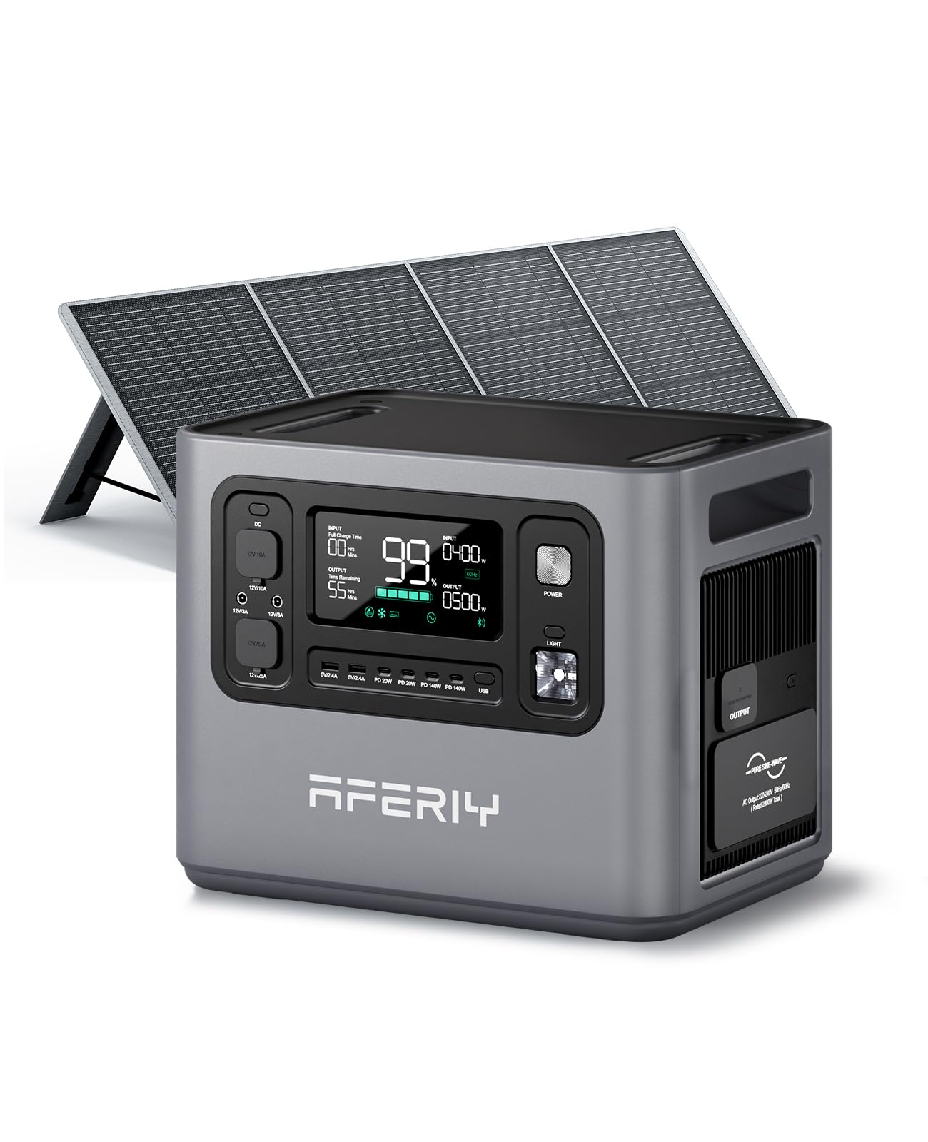 AFERIY P280 Stazione Elettrica Portatile 2800 W, Batteria 2048 Wh Espandibile A 10,24 Kwh Con Pannello Solare 200 W, Generatore Per Uso Domestico, Camper E Interruzioni Di Corrente