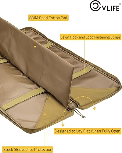 Miniatura 2 de CVLIFE Funda de rifle doble suave de 36 pulgadas y 42 pulgadas, bolsa táctica larga para almacenamiento y transporte de rifles, mochila para rifle,