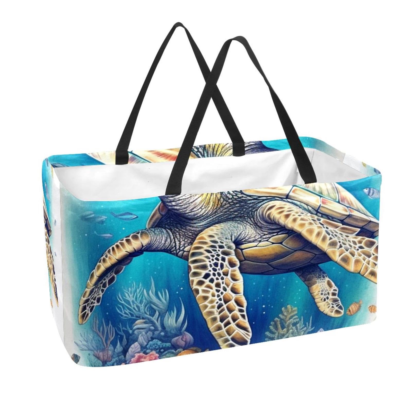 Sacs d'épicerie réutilisables au motif tortue pour le marché et vos sorties