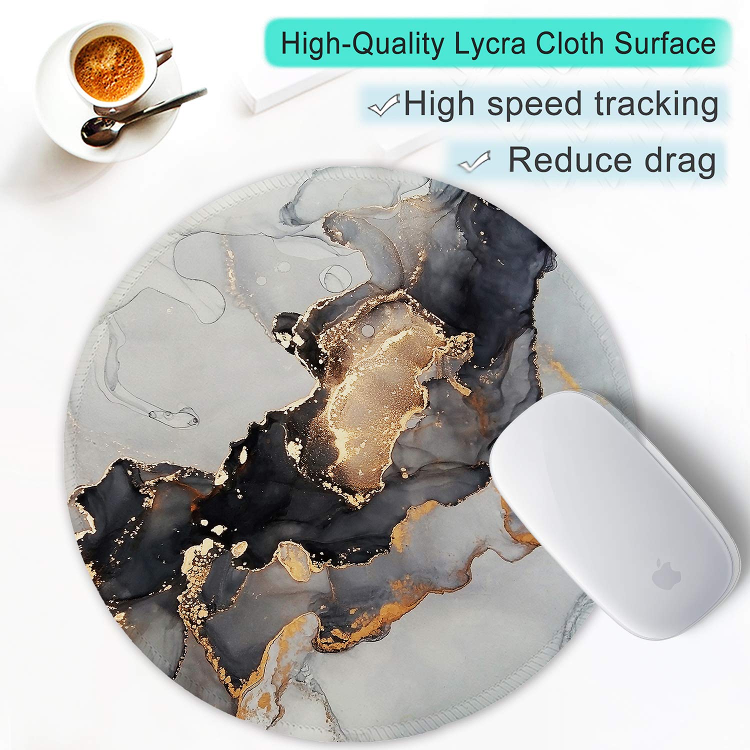 ITNRSIIET Tappetino per Mouse con Base in Gomma Antiscivolo, Bordi cuciti resistenti, Scorrimento Facile, Resistente agli Schizzi, Pratica e Facile da Pulire, Marmorizzazione dell'inchiostro