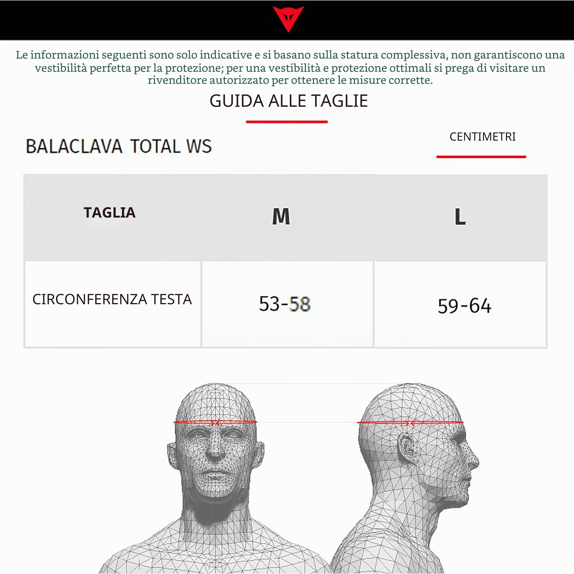 Dainese - Thermo Balaclava, Passamontagna Moto Invernale, sotto Casco Caldo e Isolante, Sottocasco Moto Antivento, Balaclava Uomo e Donna, Unisex, Senza Cuciture, Made in Italy, Nero/Rosso