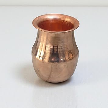 Copper Kalash Pot Lota for Puja Decoration -Traditional Handmade Copper Lota Kalash Vessel Home Pooja Festival Wedding Decor Container Prayer Temple Accessories Drinking Pot Rare Size3.5" Inch
