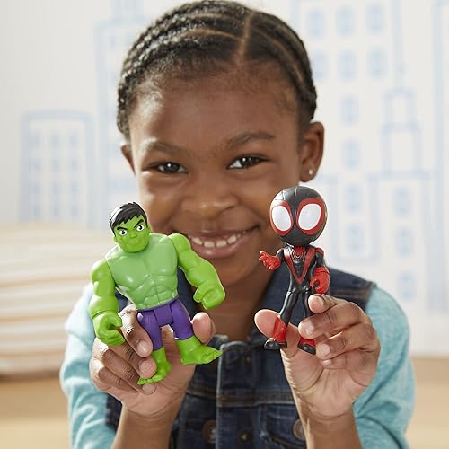 Miniatura 7 de Spider-Man Marvel Spidey and His Amazing Friends Hero Reveal - Paquete de 2 figuras de acción, máscara Flip Feature, Miles Morales and Hulk, 3 en