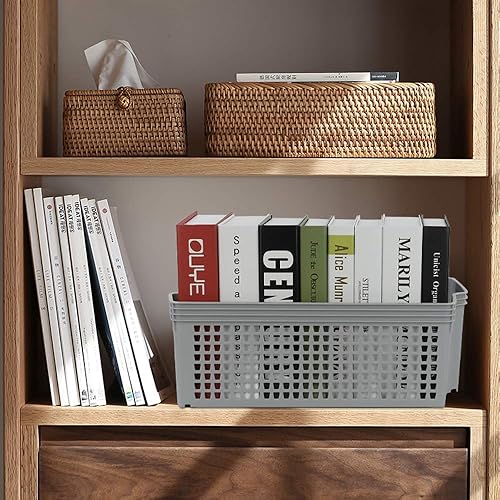 Miniatura 7 de Tstorage Cestas de almacenamiento apilables de plástico, cestas apilables de bandeja de plástico, paquete de 2