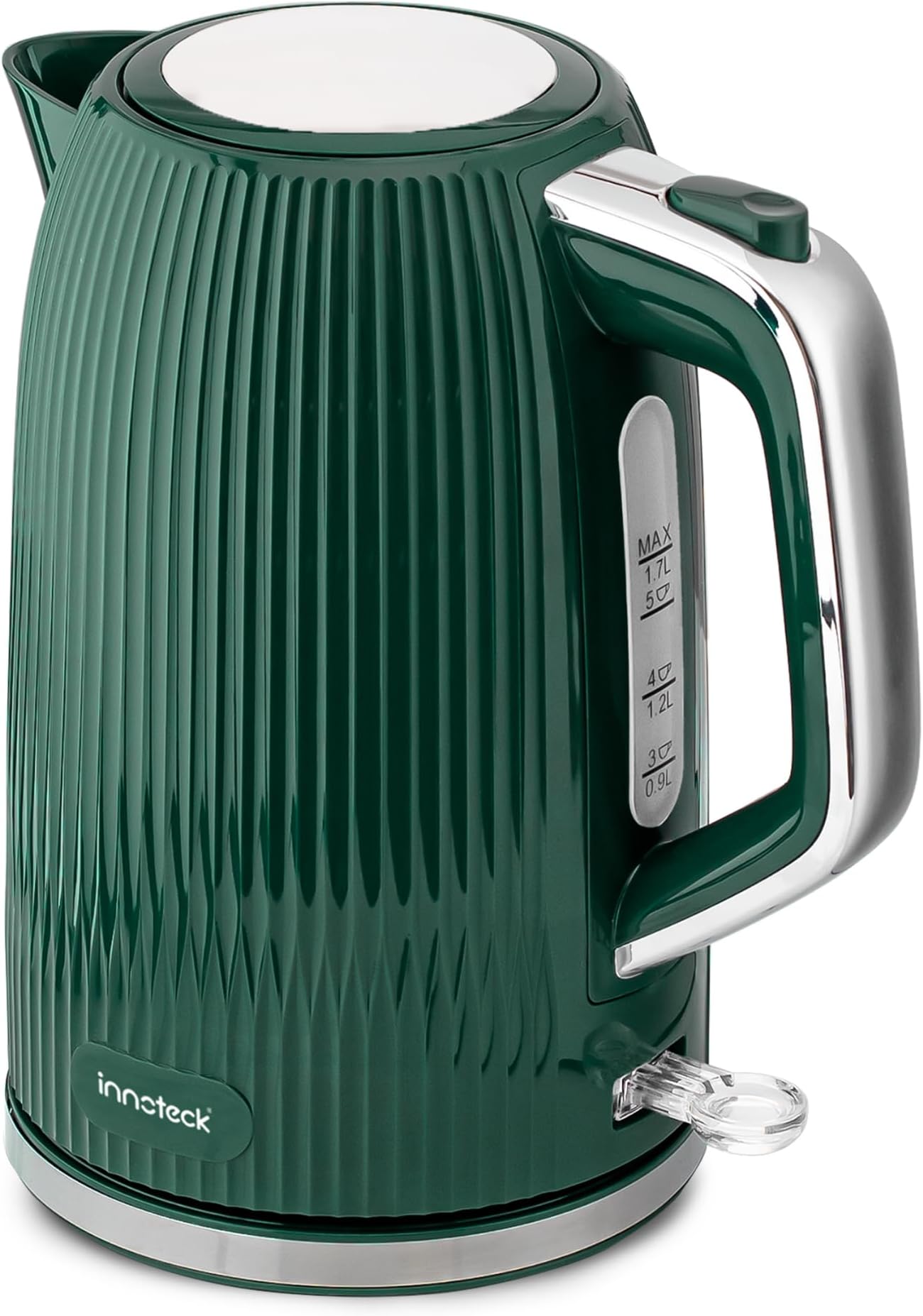 Innoteck 1.7L Cordless Electric Kettle with Stainless Steel Heating Base, BPA-Free Electric Kettle with Auto Shut-Off Safety & 360° Base Quiet Fast Boil Kettle for Tea and Coffee, Green