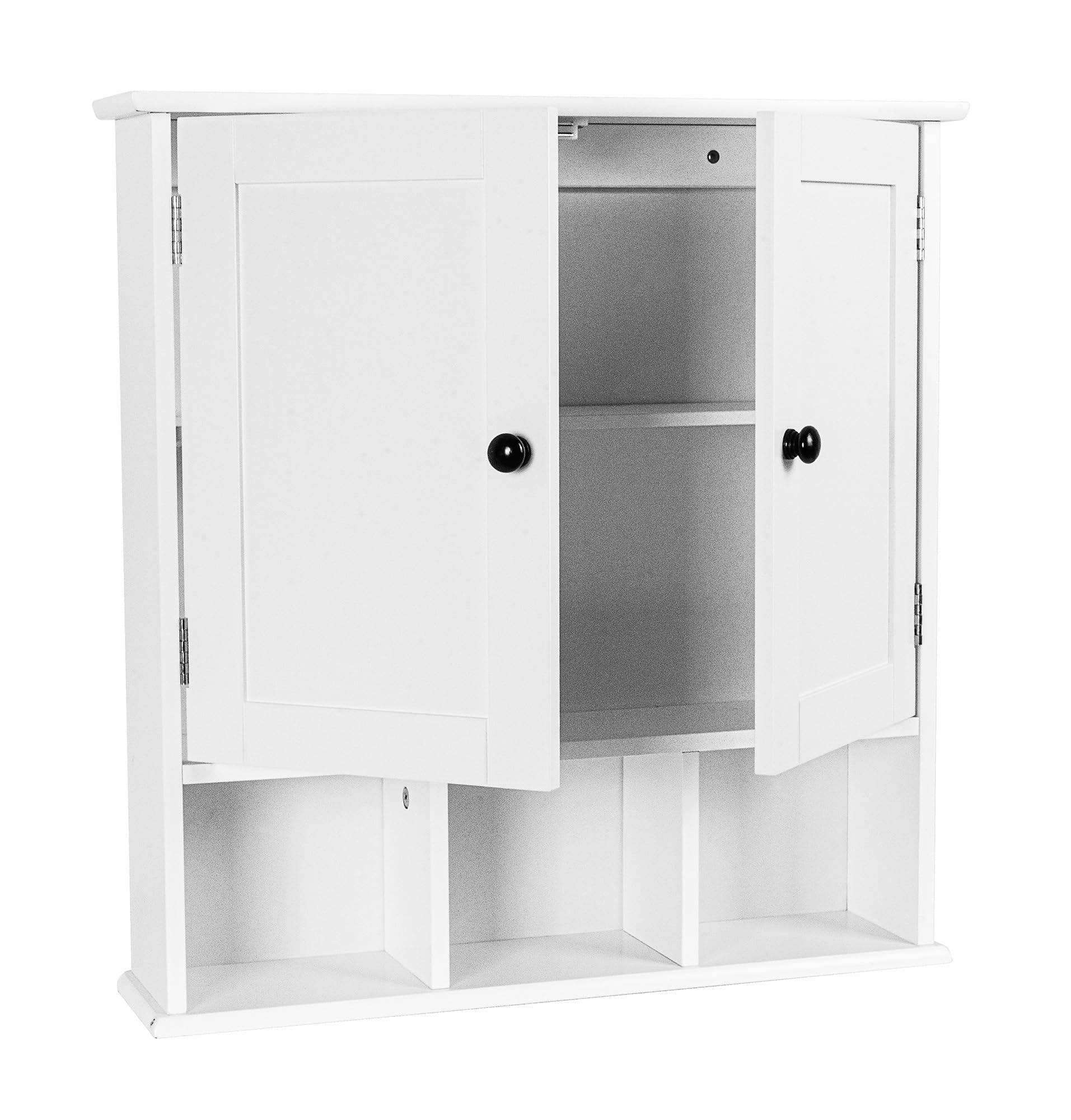 leomark Armario de Pared con 3 estantes pequeños, Gabinete Meghan Universal Blanco, Armario Multiusos - Dim: 58 cm (Alto) - Mueble de baño - Armario para salón, Cocina, Pasillo