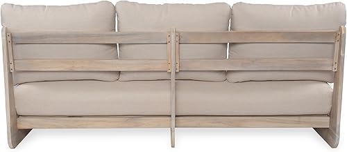 Miniatura 8 de Christopher Knight Home Poppy - Sofá de madera de acacia para exteriores de 3 plazas con cojín, sofá de madera para patio con cojín, cómodo sofá de