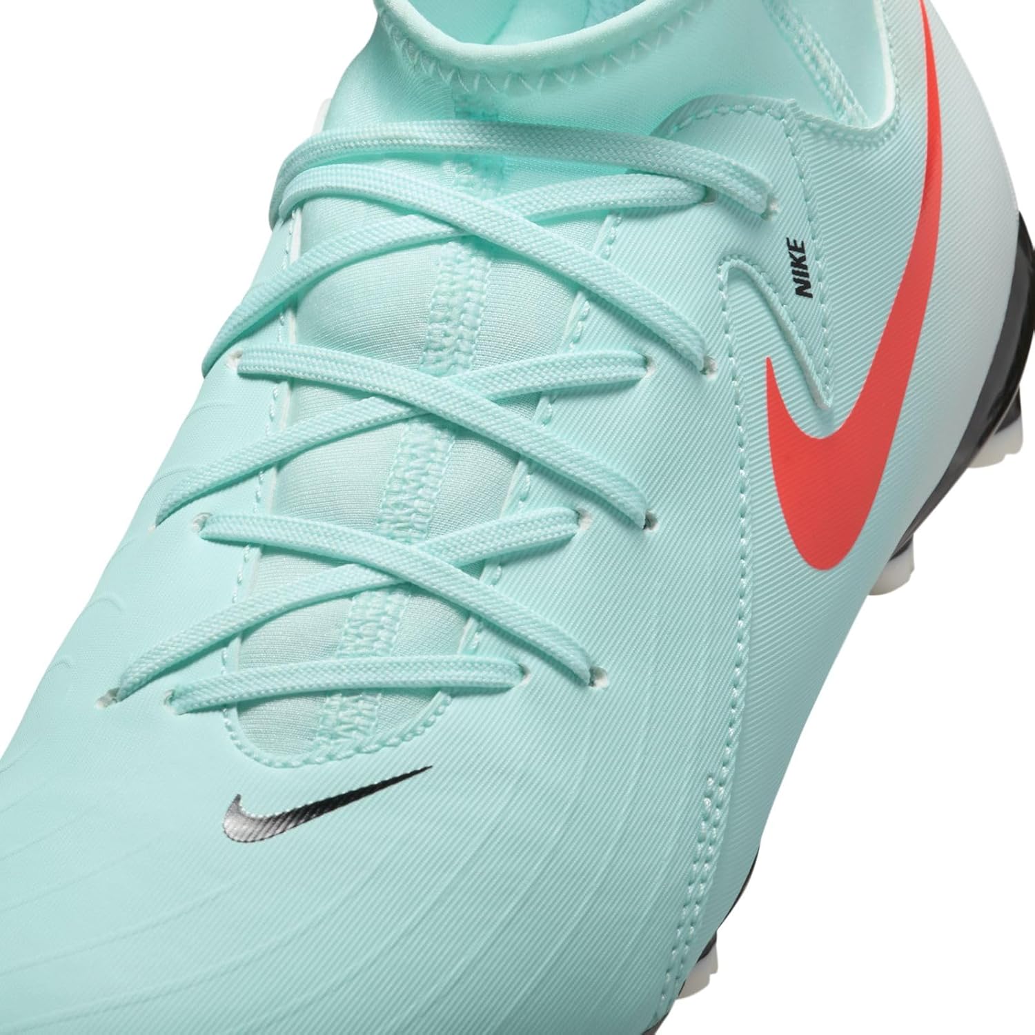 Nike Jr. Phantom Luna 2 Academy Little/Big Kids' MG Soccer Cleats (FJ2603-300, Mint/Off Noir/Atomic Red) Size 5