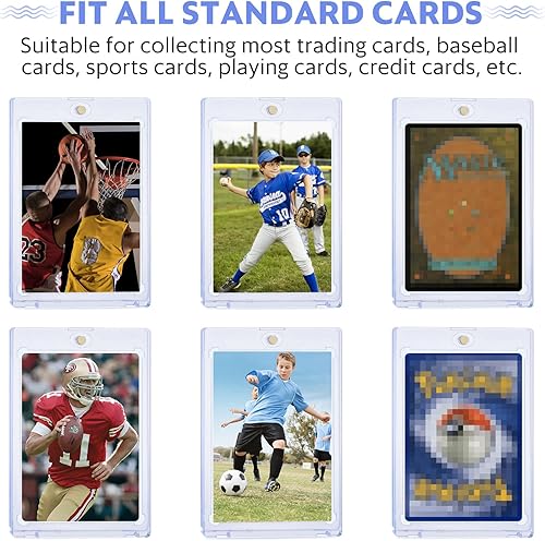 Miniatura 5 de 35pt Magnetic Card Holders for Trading Cards Protector, 60 Pack Baseball Card Protector, Acrylic Hard Cards Sleeves Case for Baseball Football