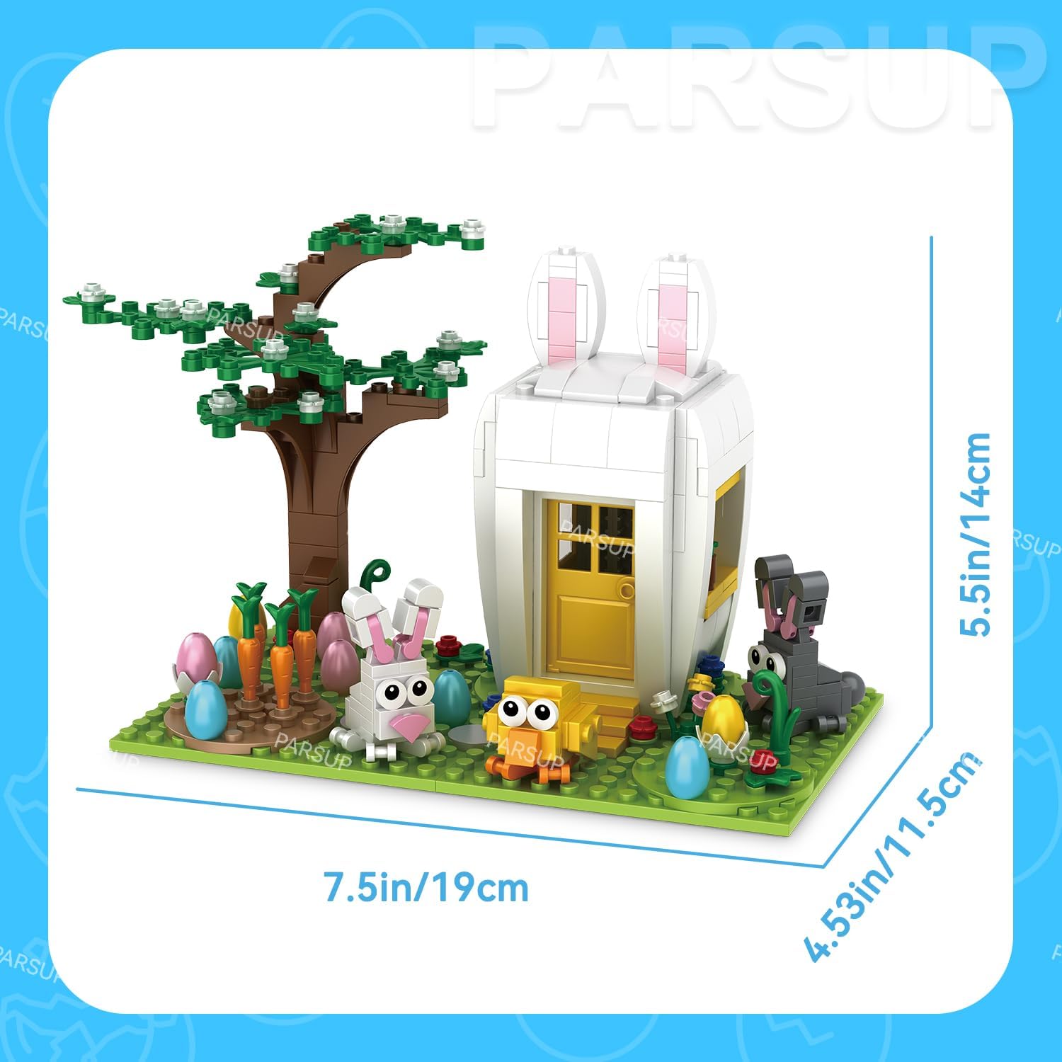 PARSUP Easter Building Blocks Gifts for Kids 4-12, Bunny Rabbit House Spring Birthday Party Favors for Son Daughter Boys Girls Teens