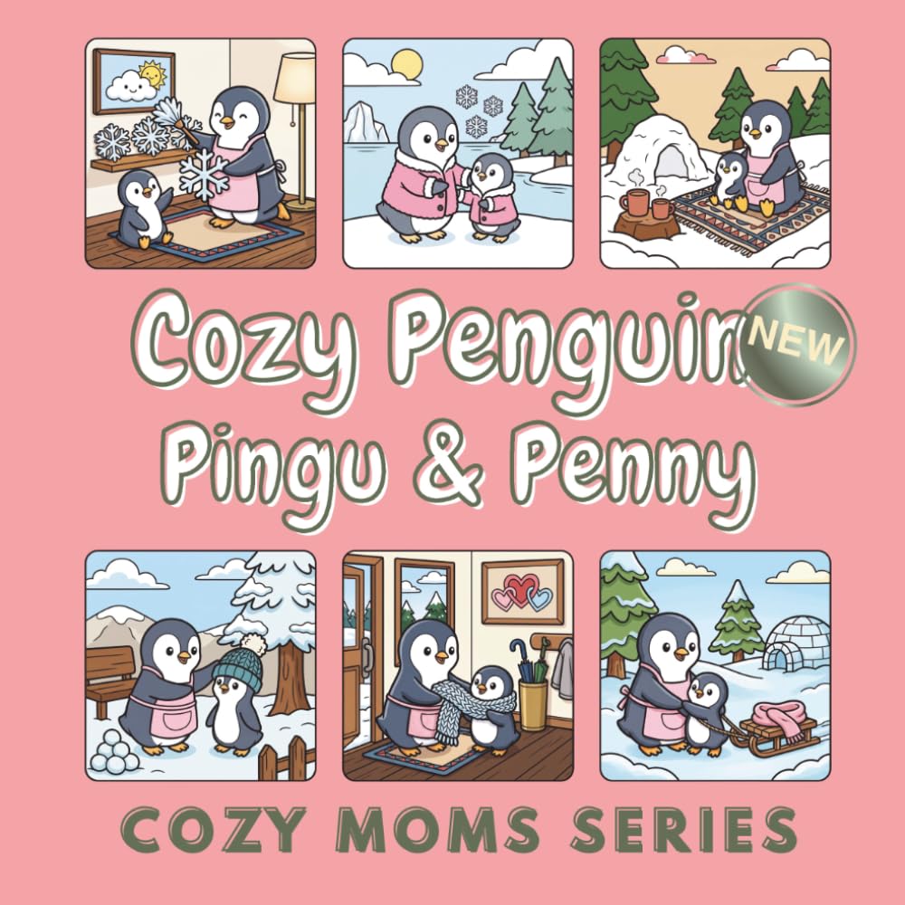 Cozy Penguin Mom: Pingu & Penny: A Bold & Easy Coloring Book of 50 Cozy Penguin Family Moments for the Whole Family to Enjoy Together (Cozy Moms Series)