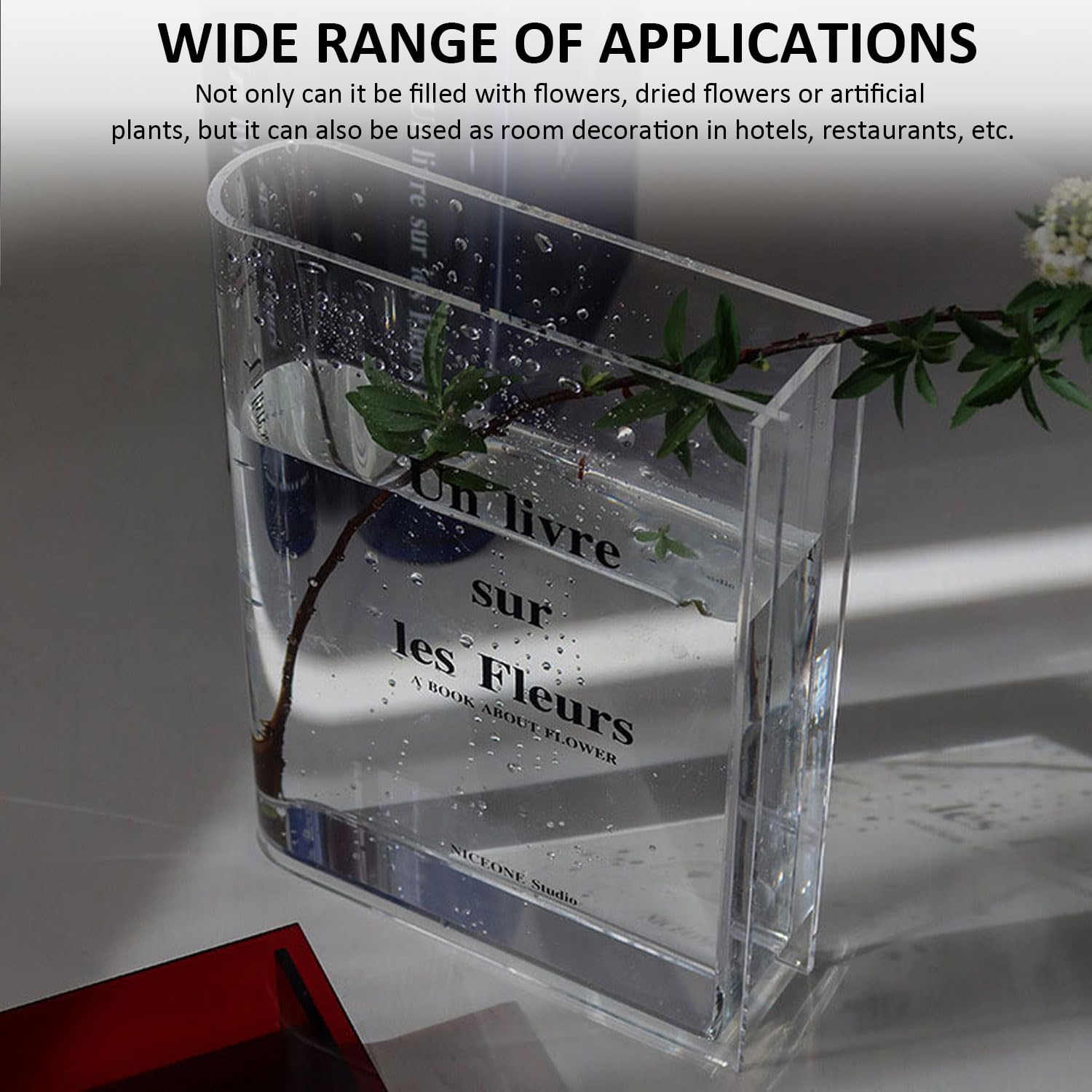 1 Piece Clear Vase Tulip Vase Acrylic Book Vase Flower Book Vase Transparent Book Vase Easy for Party Living Room Office Cafe Decoration - Image 4