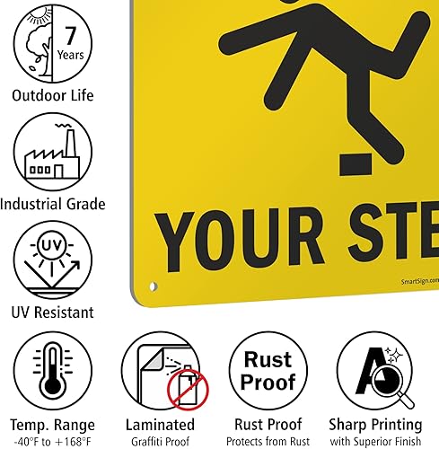 Miniatura 6 de Signo de seguridad SmartSign, leyenda "Caution Watch Your Step", negro sobre amarillo, Negro y amarillo, 1