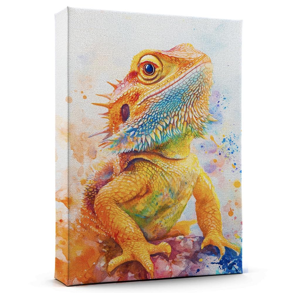 Bearded Dragon Yellow Pictures Wall Decor - Colorful Bearded Dragon Yellow Poster Wall Art for Office - Teen Room Decor Ready to Hang 188HD24
