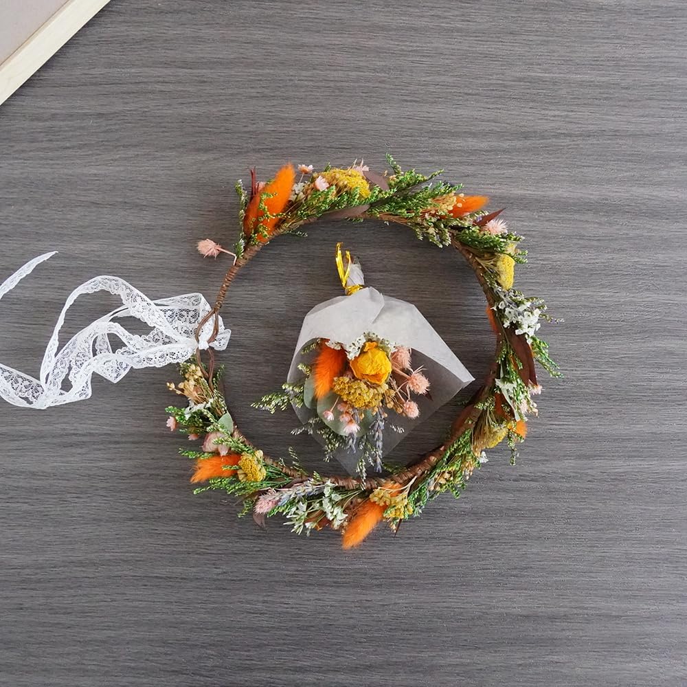 Wedding Dried Flower Crown/Boho Bridal Crown/Flower Girl Crown/Newborn Crown (Adule)