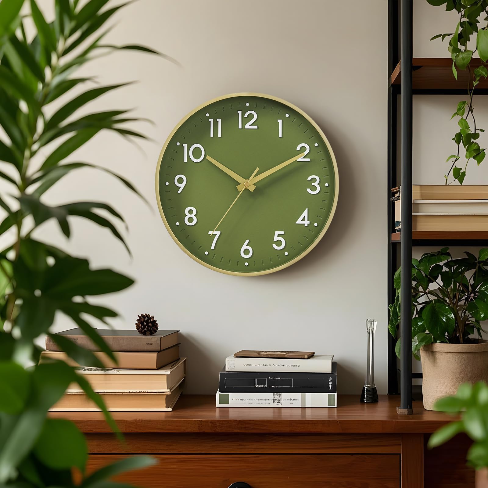 Mosewa Wall Clock 8 Inch, Battery Operated Silent Non-Ticking Modern Analog Clock Decorative for Kitchen, Bedroom, Office, Living Room(Gold)